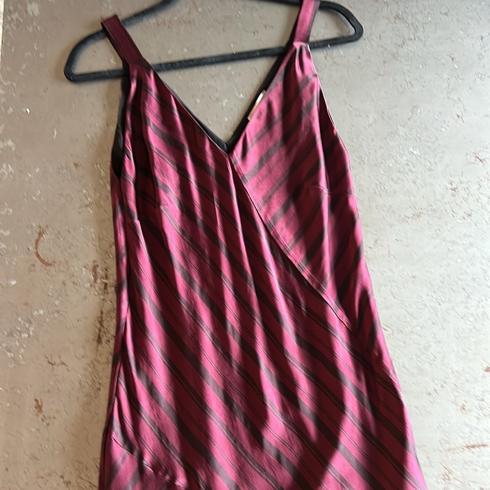 Gold Hawk Midi Stripe Cocktail Slip Dress *Never Worn*   Burgundy / Black  SMALL - Picture 9 of 10